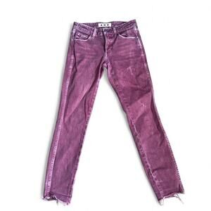 Amo Everett mid‎ rise bleed Denim Jeans Sz 24 Burgandy
